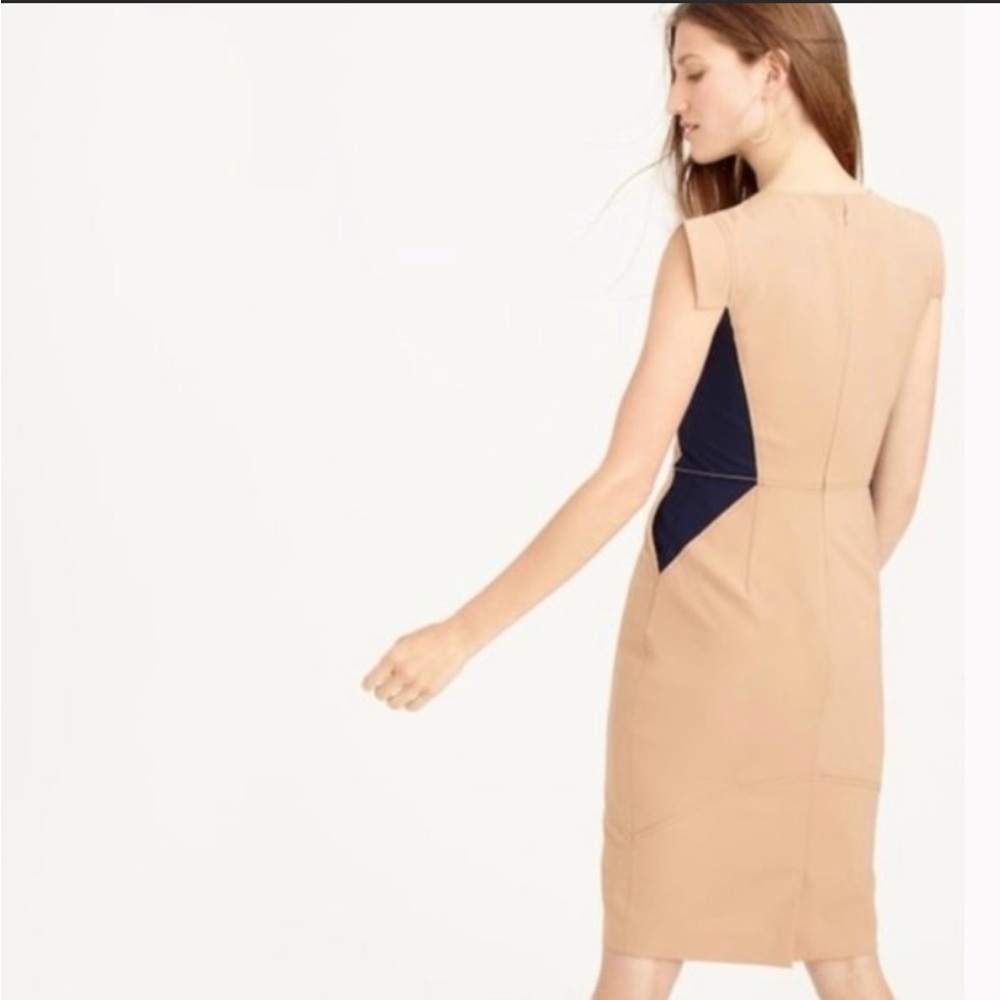 J.Crew Tan & Navy Colorblock Resume Dress